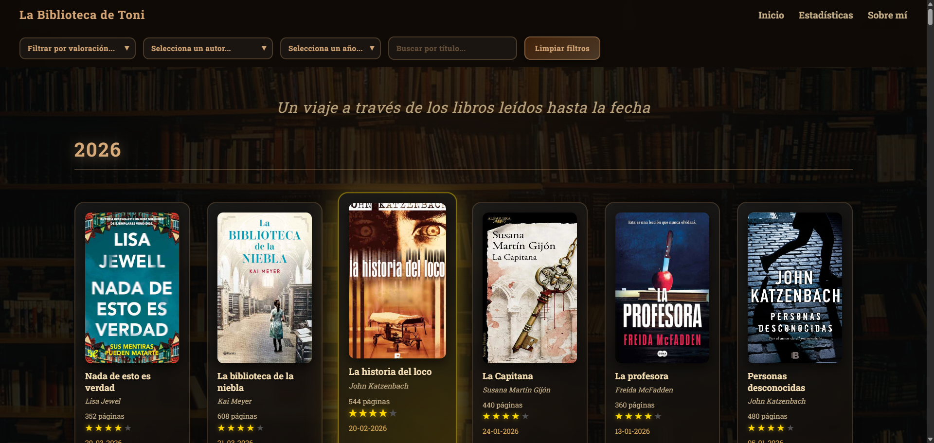 Captura de pantalla de La Biblioteca de Toni